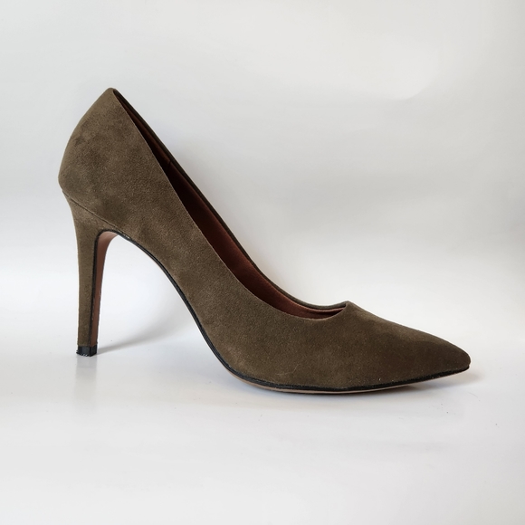 Christian Siriano Heels Olive Green,  Suede Heels, Size 9.5 - Picture 4 of 11